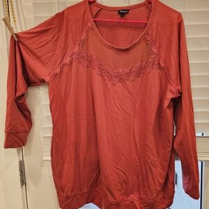 Torrid Red Lace Trim Top